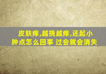 皮肤痒,越挠越痒,还起小肿点怎么回事 过会就会消失